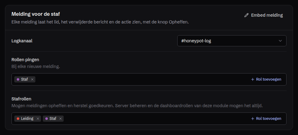 De melding en de staf