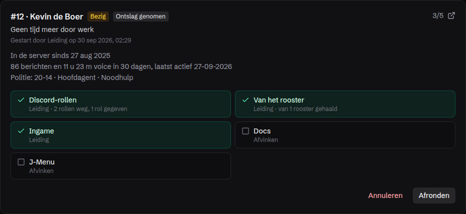Een dossier in het dashboard: wat de modules wisten en de checklist