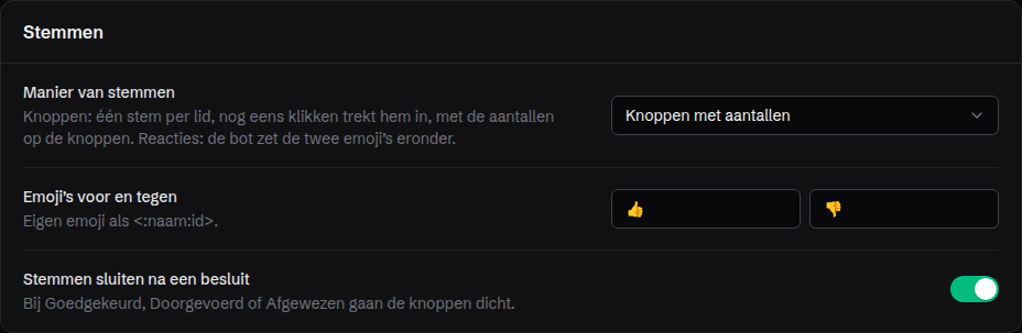 De instellingen voor stemmen