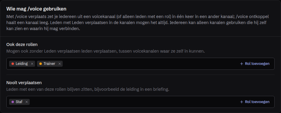 Wie /voice mag gebruiken